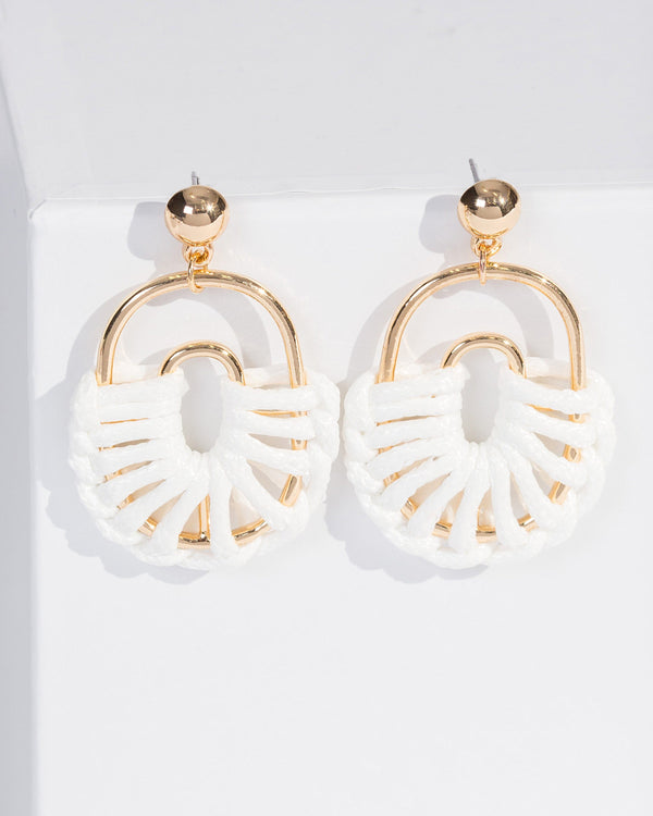 Colette by Colette Hayman White Wrapped Oval Drop Earrings