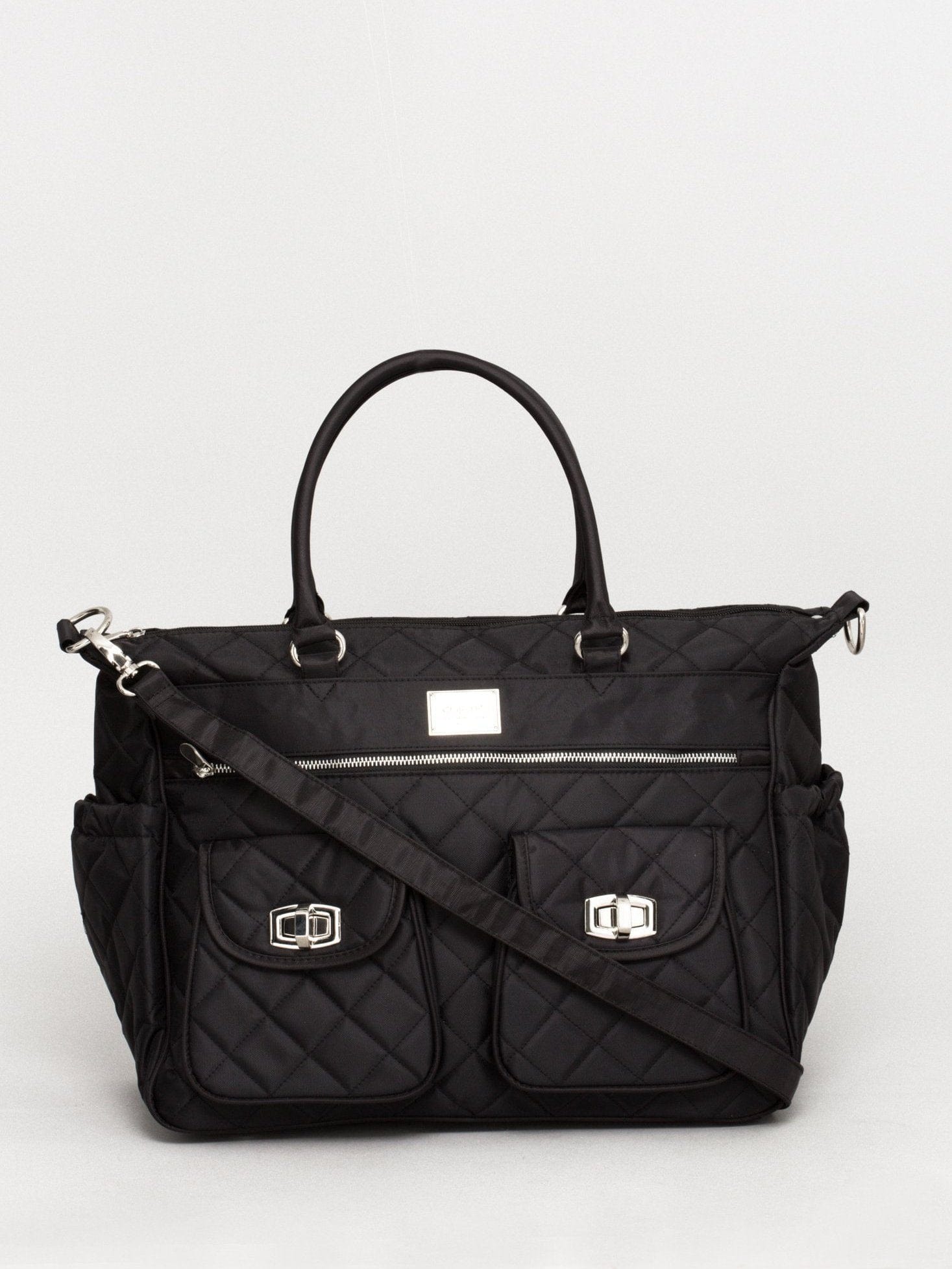 Black Quilted Baby Bag With Silver Hardware colette by colette