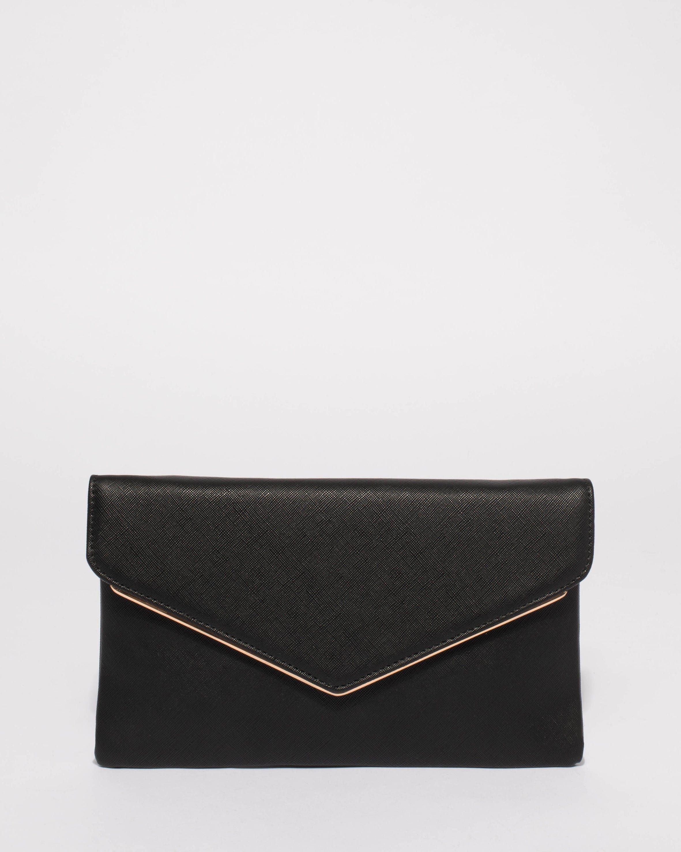 black samantha thin clutch bag with gold hardware 3725930528839