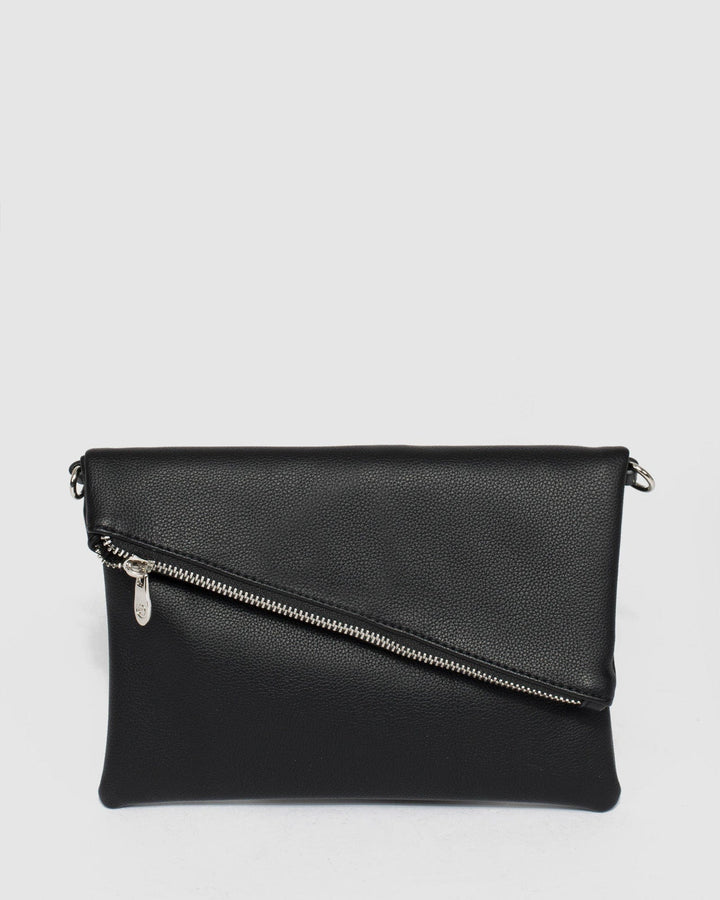 Colette by Colette Hayman Gabi Black Foldover Clutch Bag