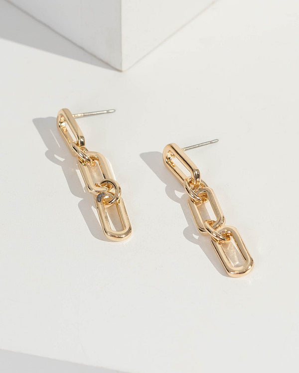 Gold Chain Link Drop Earrings | Earrings