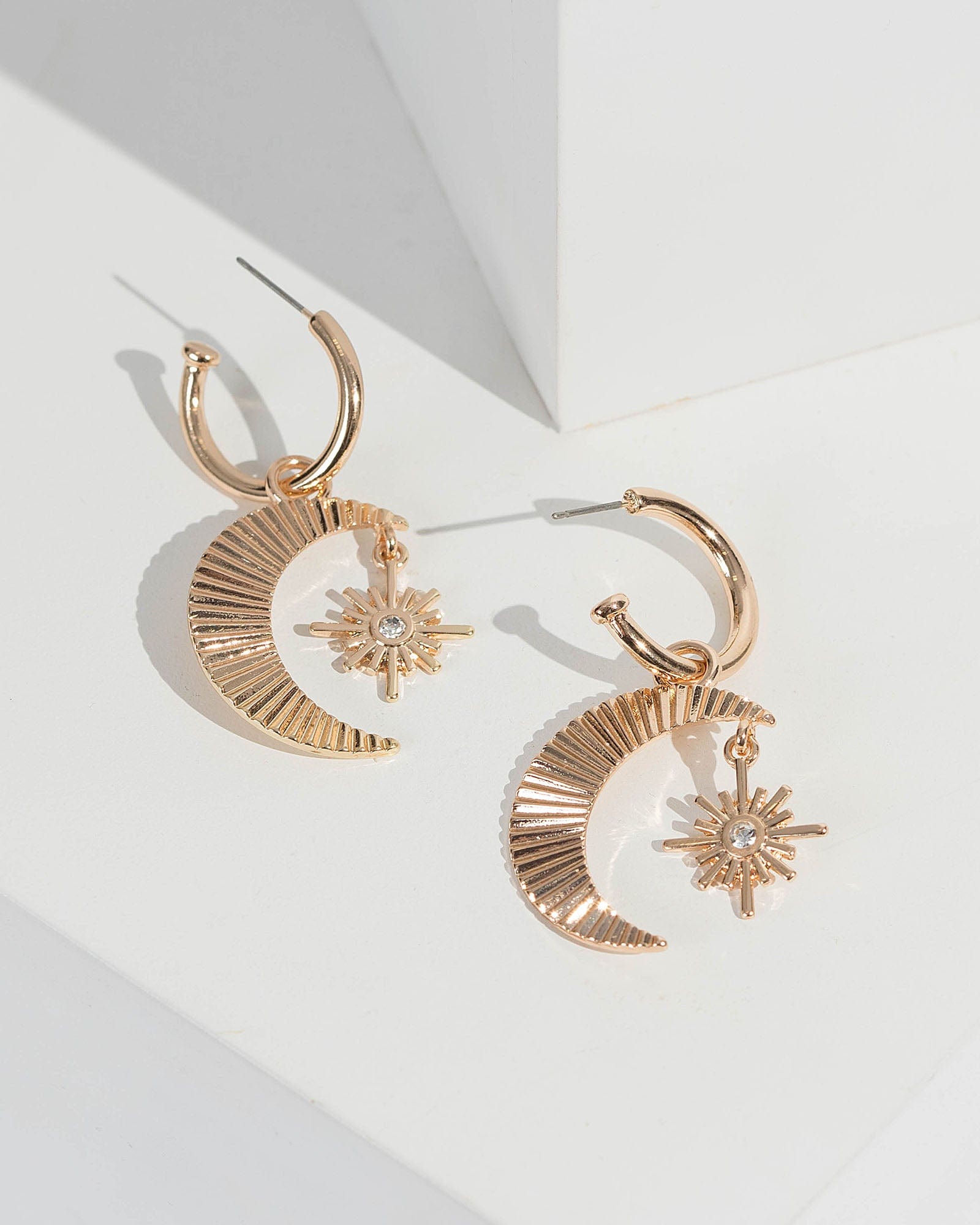 Gold Crescent And Hanging Star Earrings – colette by colette hayman