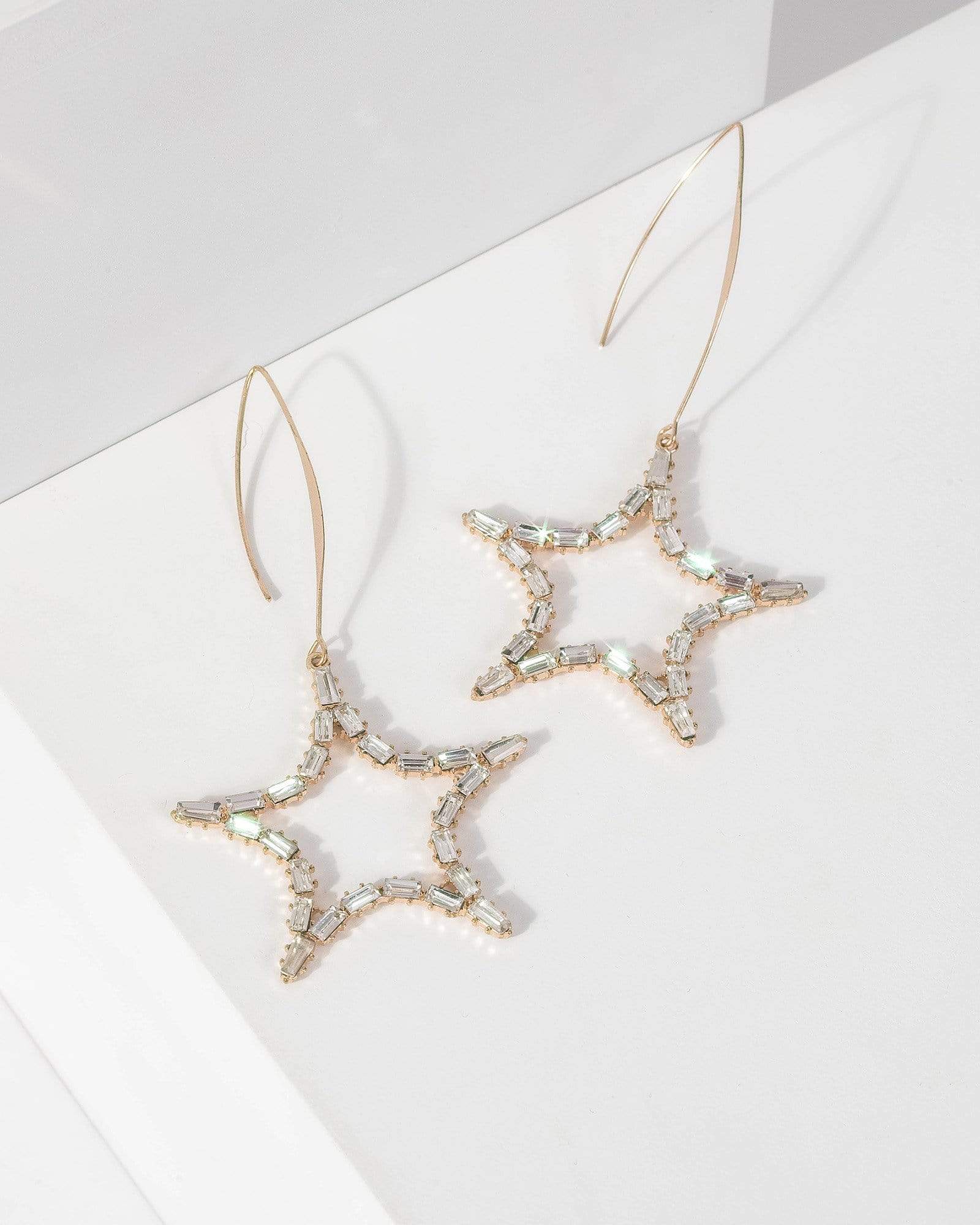 Gold Crystal Star Drop Earrings – colette by colette hayman