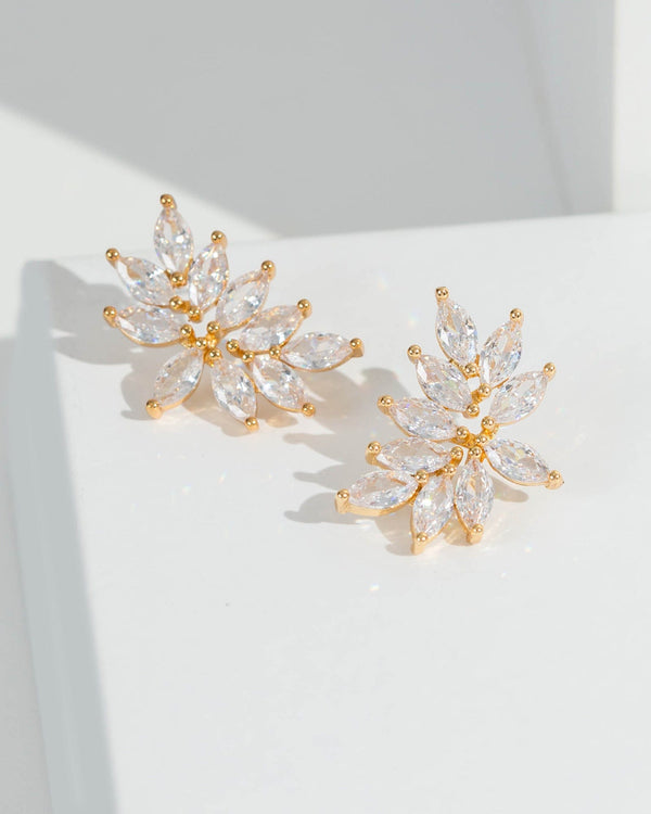 Colette by Colette Hayman Gold Cubic Zirconia Cluster Stud Earrings