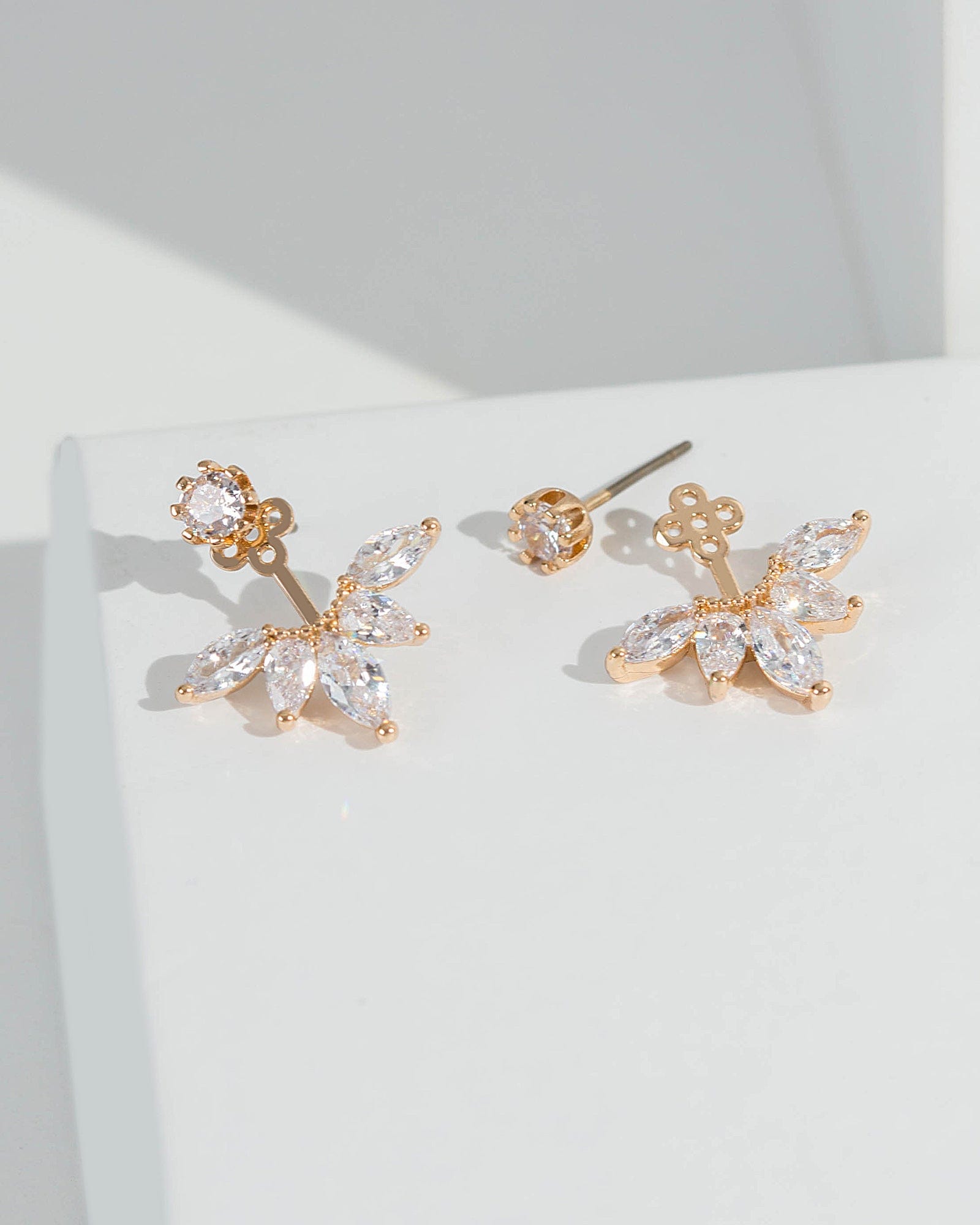 Lab-grown Diamond Front-Back Drop Earrings, 14k Yellow Gold