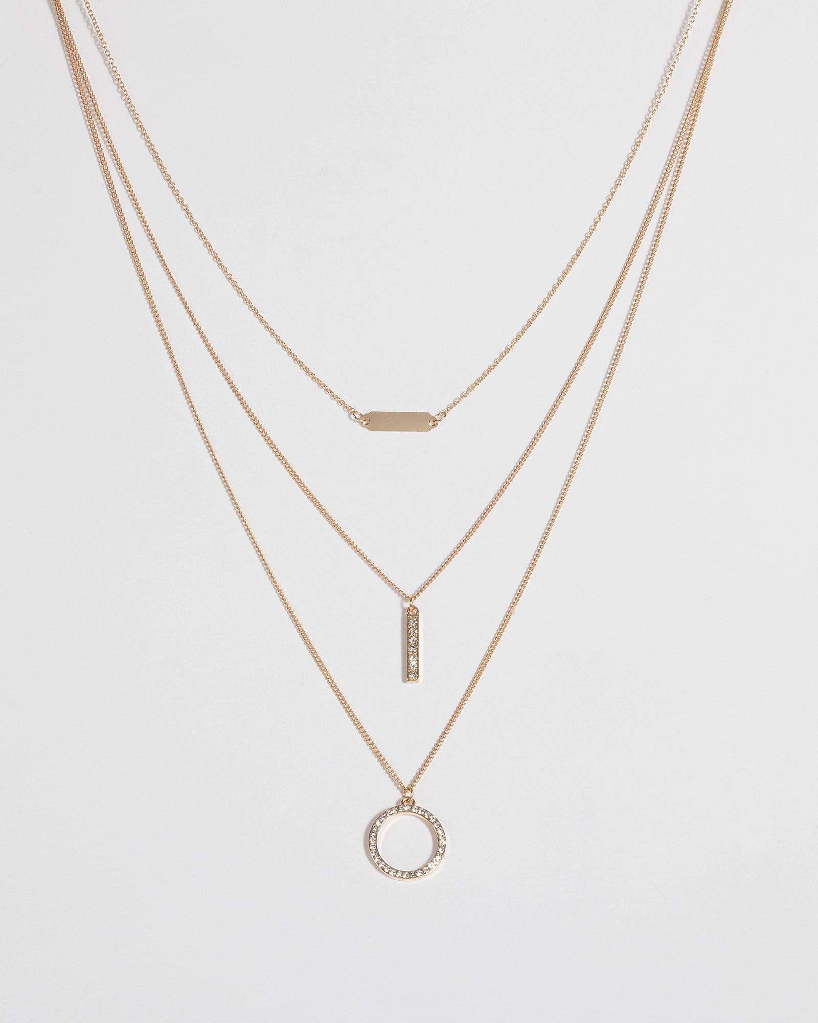 Pieces multi layer necklace with dasies in gold | ASOS