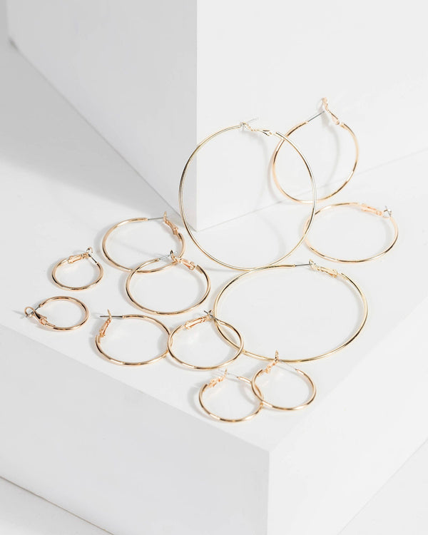 Gold Mixed Size Fine Hoop 6 Pack | Earrings