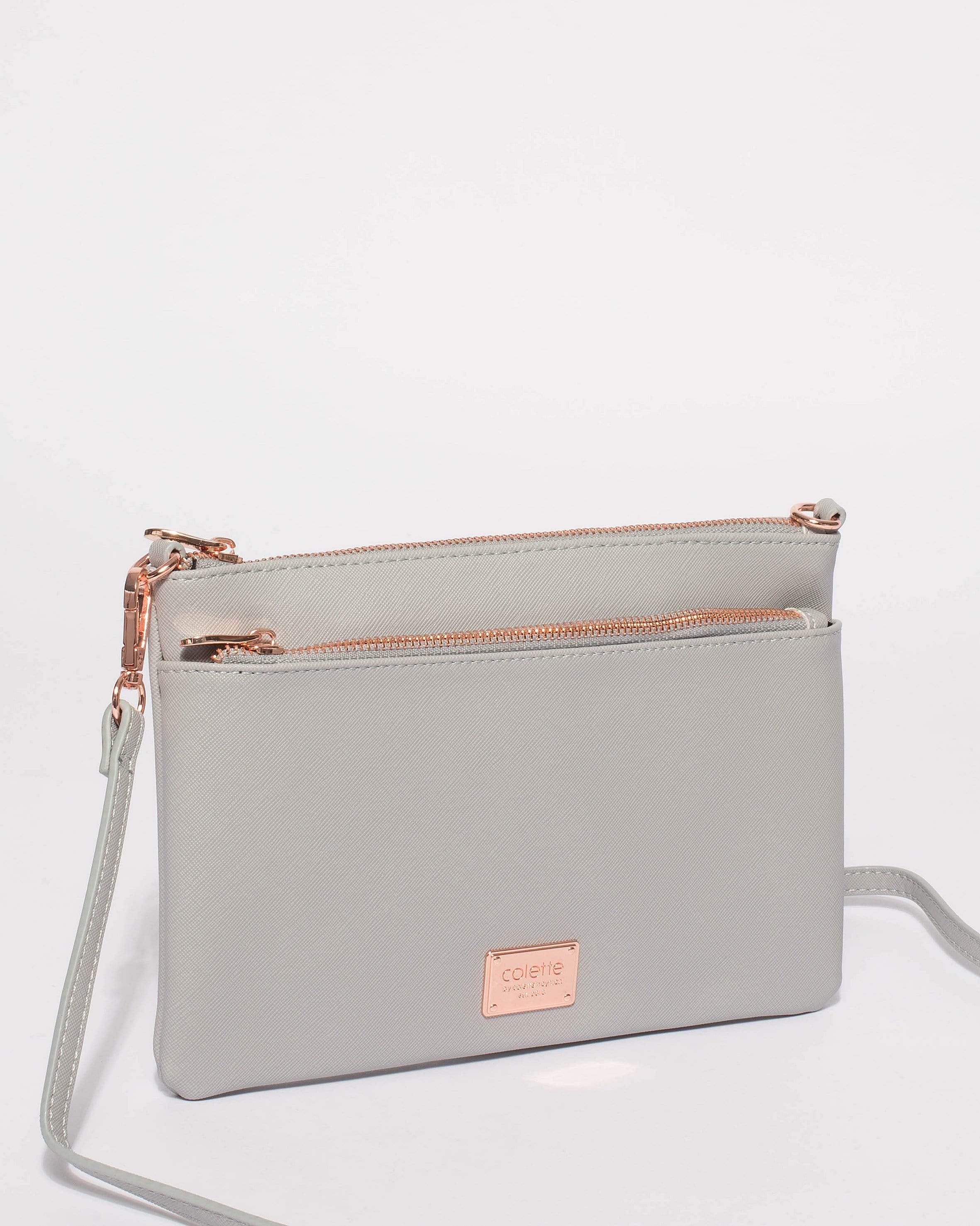 Grey and cheap rose gold purse