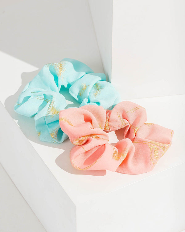 Colette by Colette Hayman Multi Colour 2 Pack Foil Leaf Scrunchies