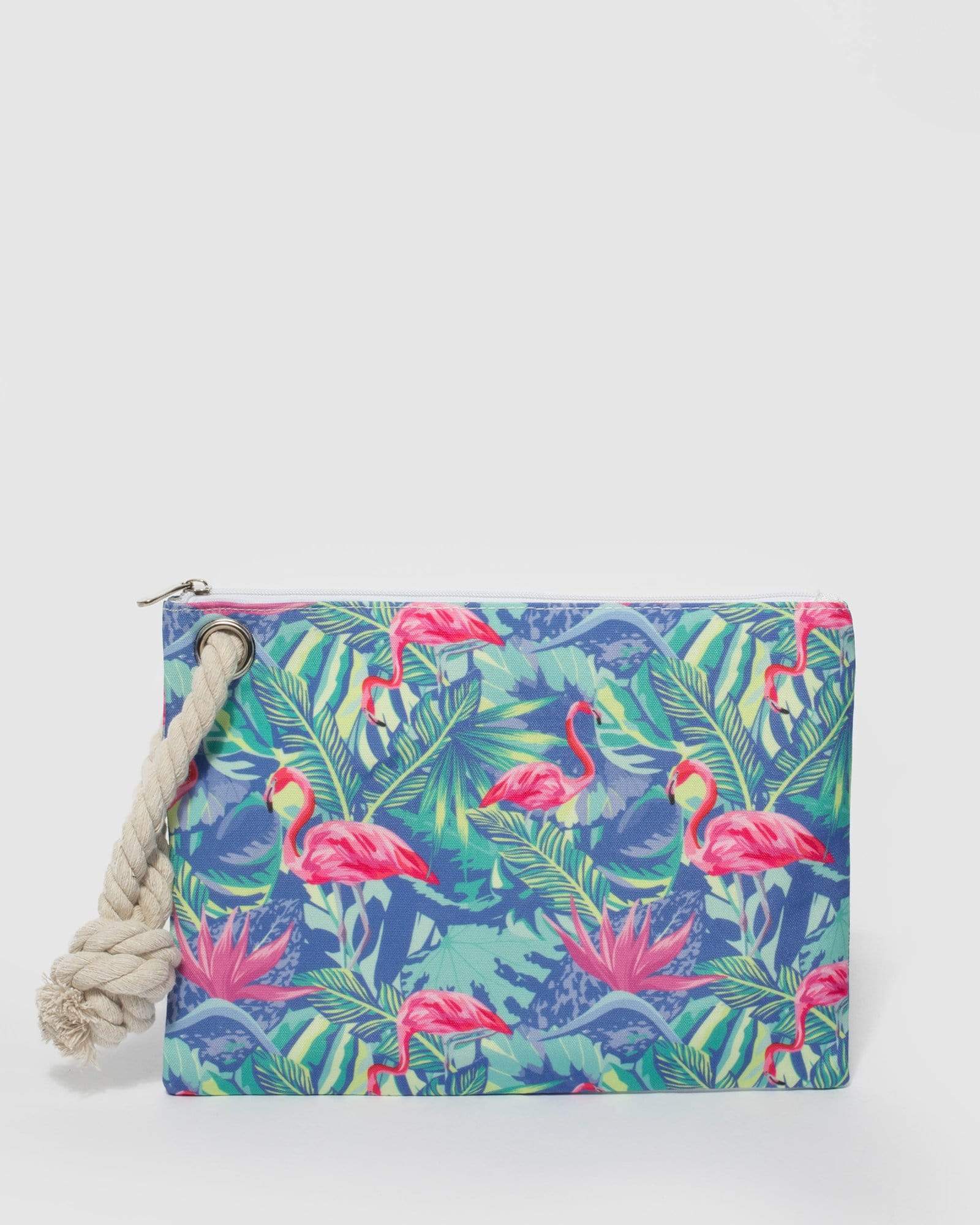 Multi Colour Flamingo Summer Beach Pouch – colette by colette hayman