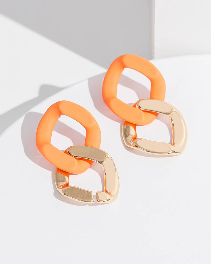 Colette by Colette Hayman Orange Matte Chain Link Earrings