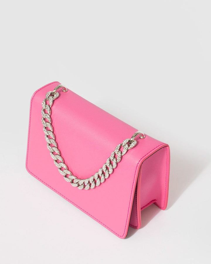 Colette by Colette Hayman Pink Fleur Crystal Chain Bag