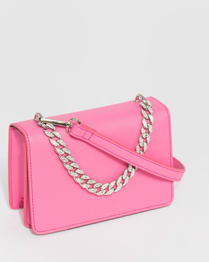 Colette by Colette Hayman Pink Fleur Crystal Chain Bag