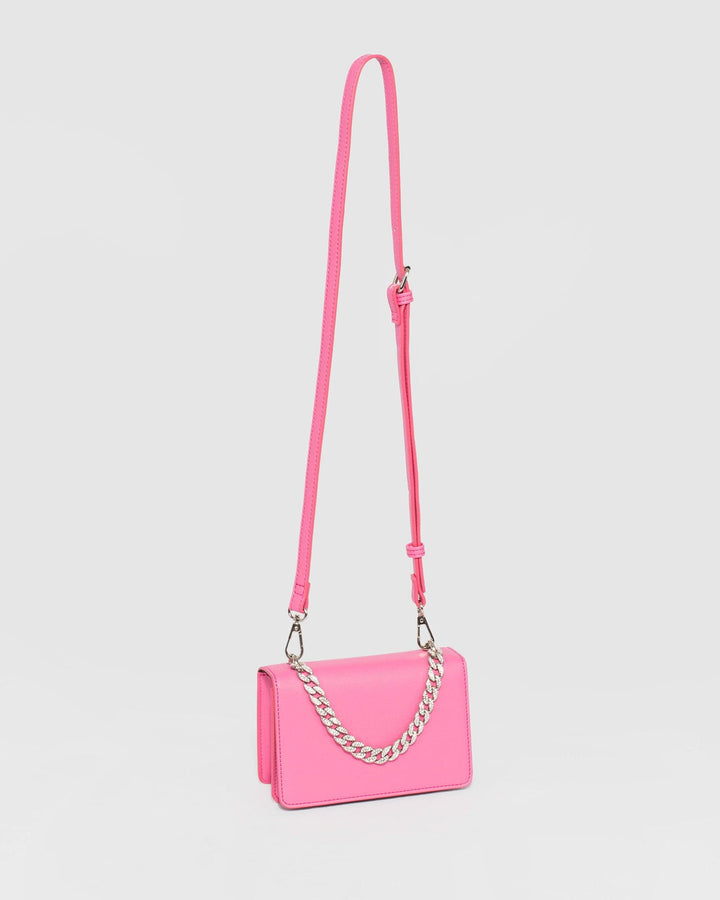 Colette by Colette Hayman Pink Fleur Crystal Chain Bag