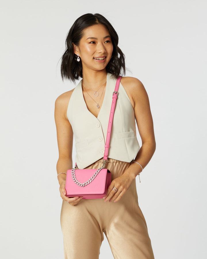 Colette by Colette Hayman Pink Fleur Crystal Chain Bag