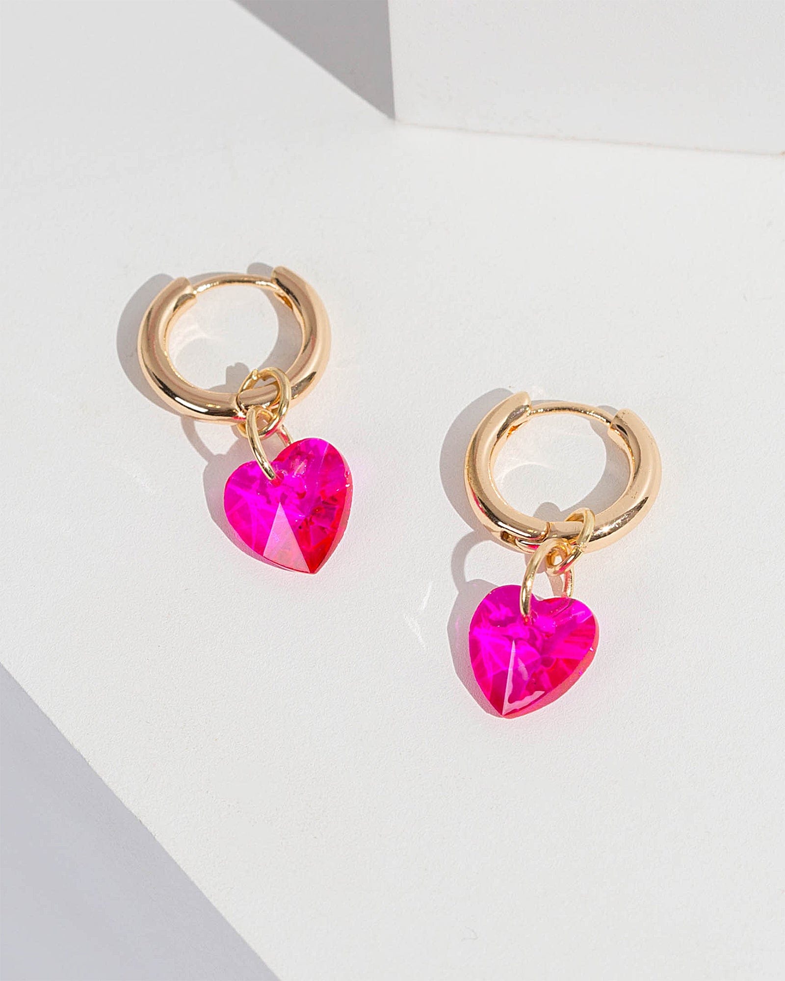 Pink Heart Huggie Hoop Earrings – colette by colette hayman