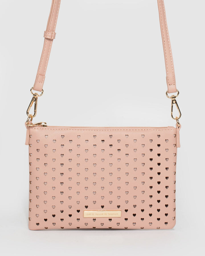 Pink Peta Heart Punchout Crossbody Bag | Crossbody Bags