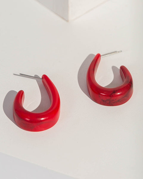 Red lucite 2025 hoop earrings