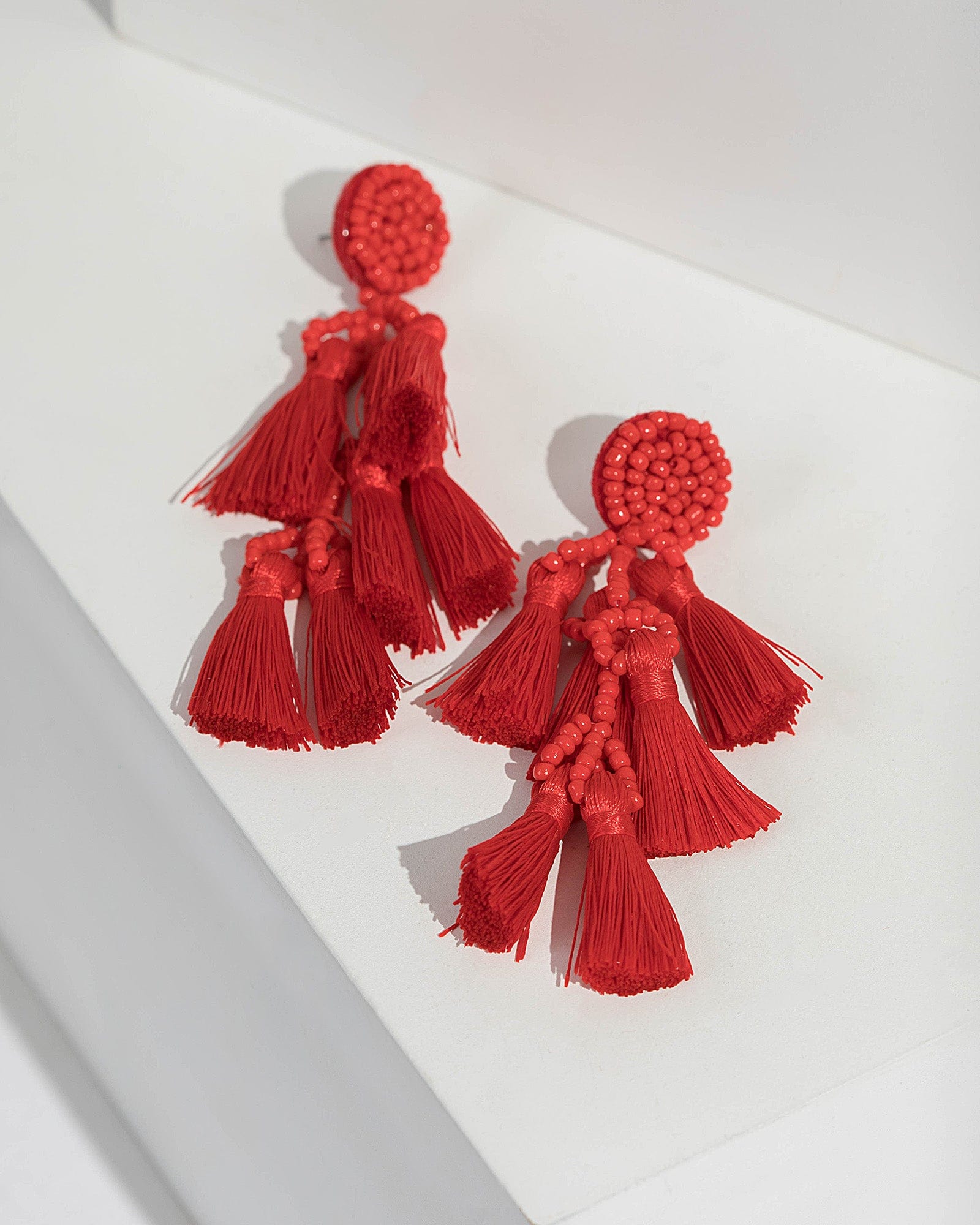 Red store beaded earrings