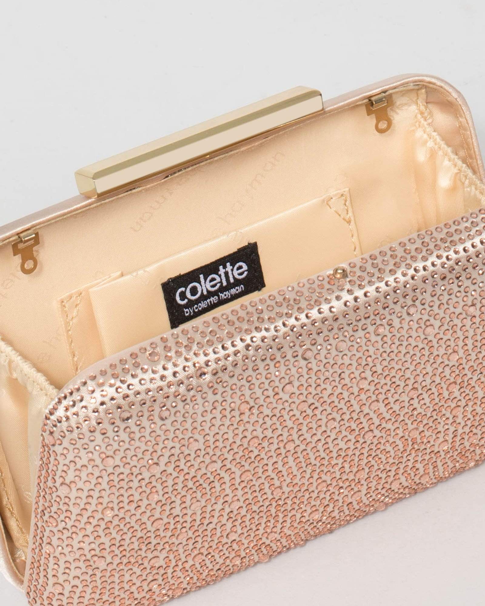 Quiz rose gold clutch bag hot sale