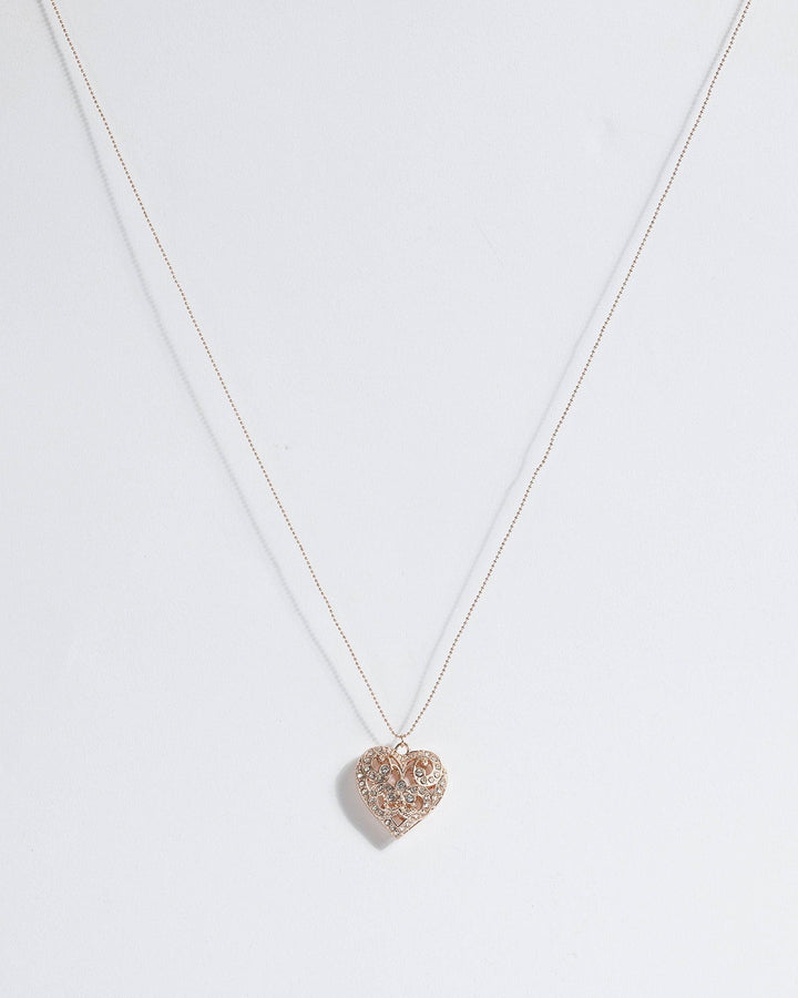 Colette by Colette Hayman Rose Gold Filigree Heart Pendant Necklace