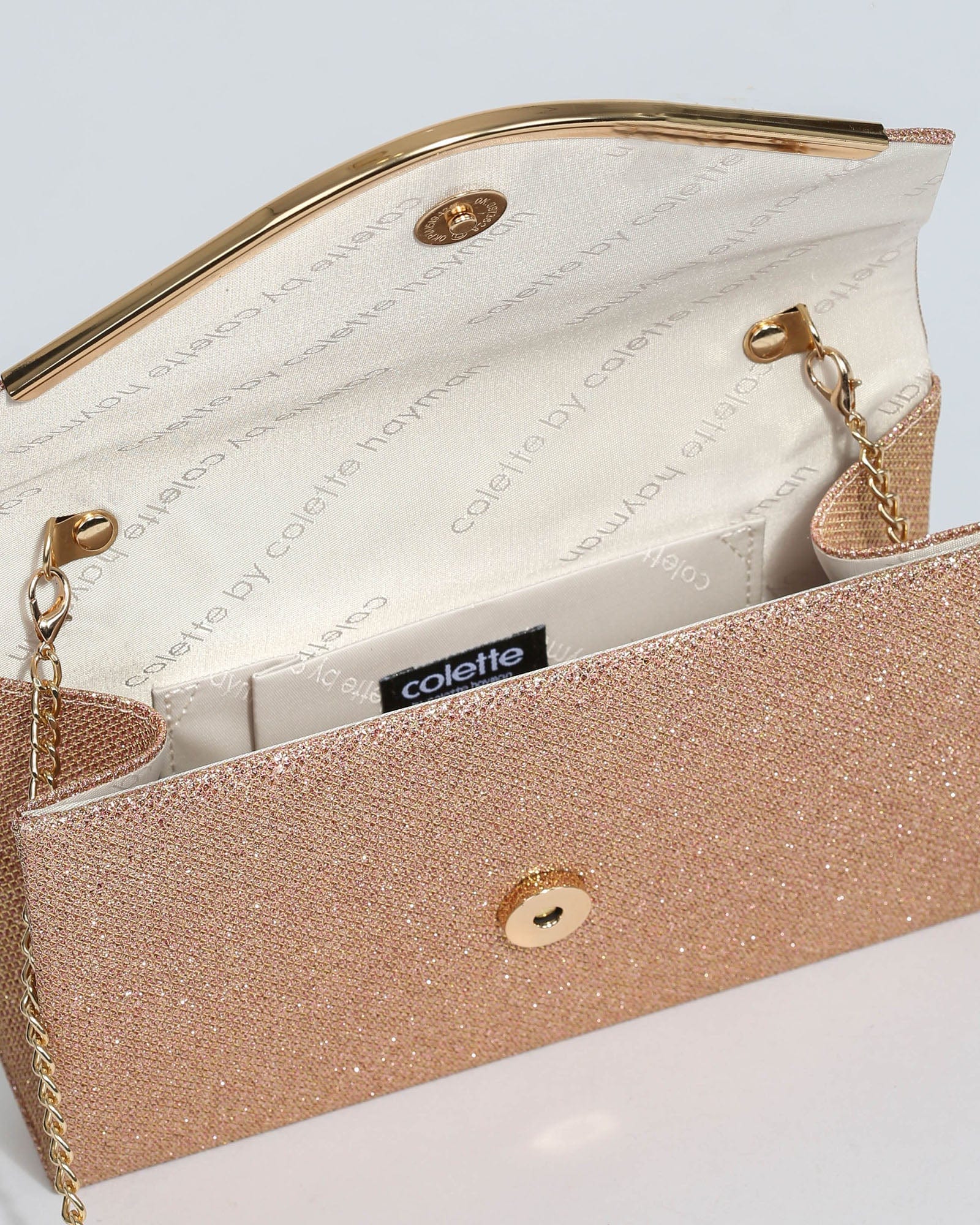 Colette rose store gold clutch