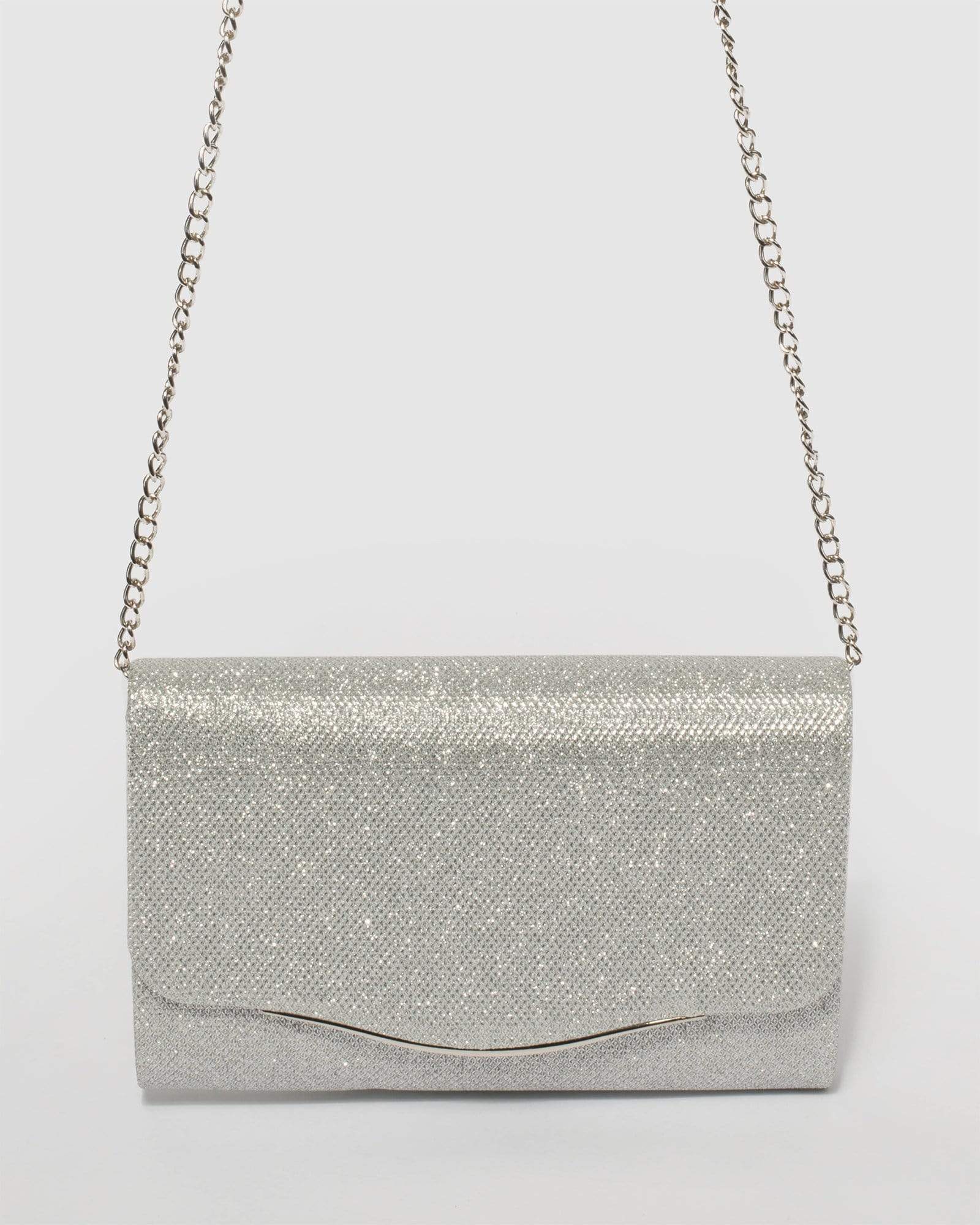 Celine Varied Pearl Embellished Evening Clutch Purse - Silver – Sophia  Collection
