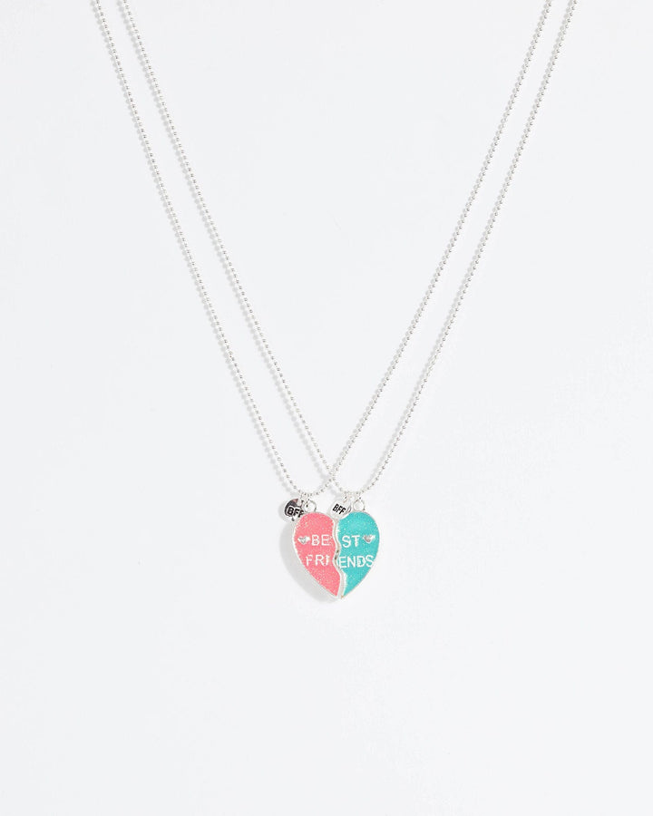 Colette by Colette Hayman Silver Best Friends Glitter Heart Necklace