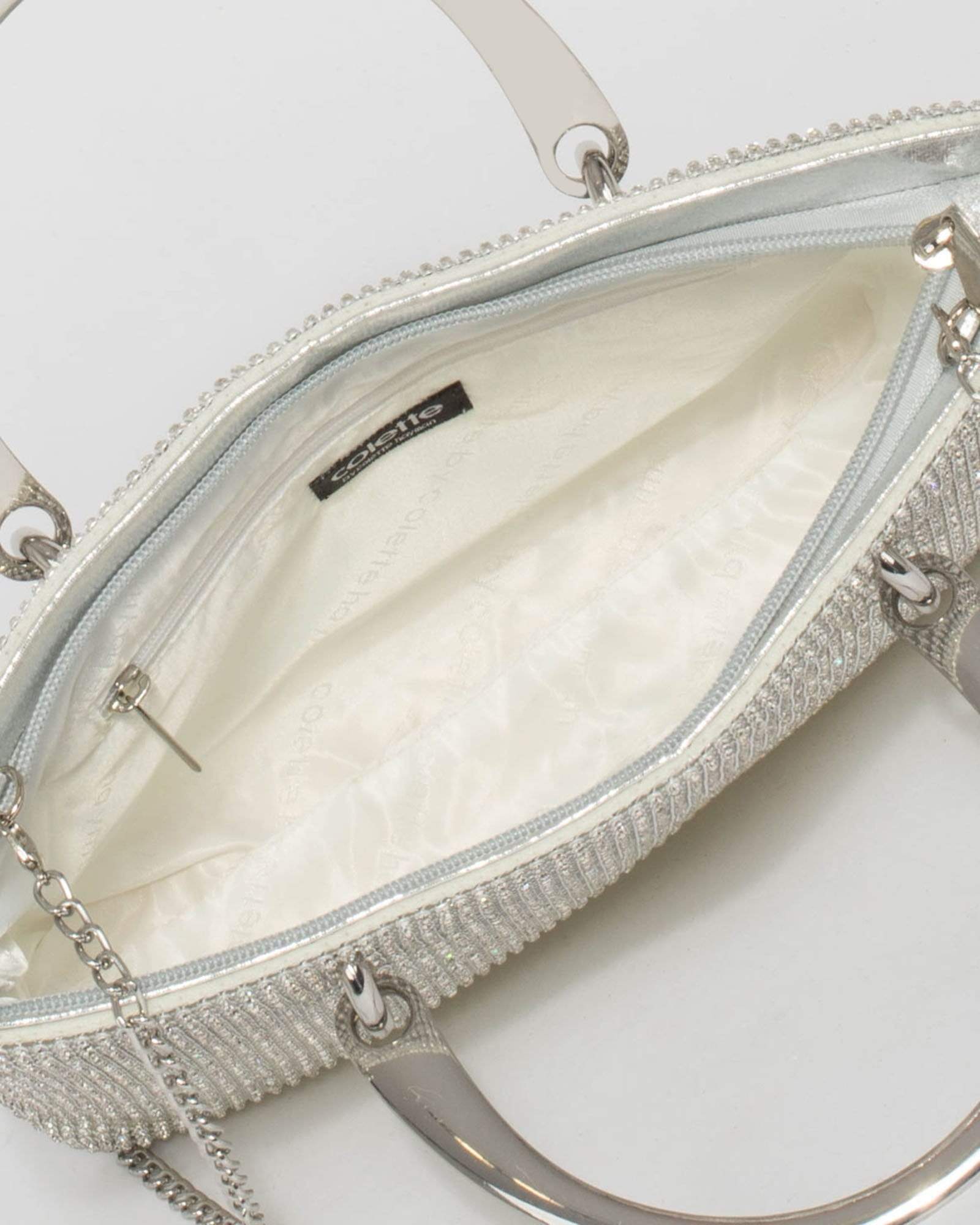 Berenice Metallic Leather Crystal Bag – Maryon's