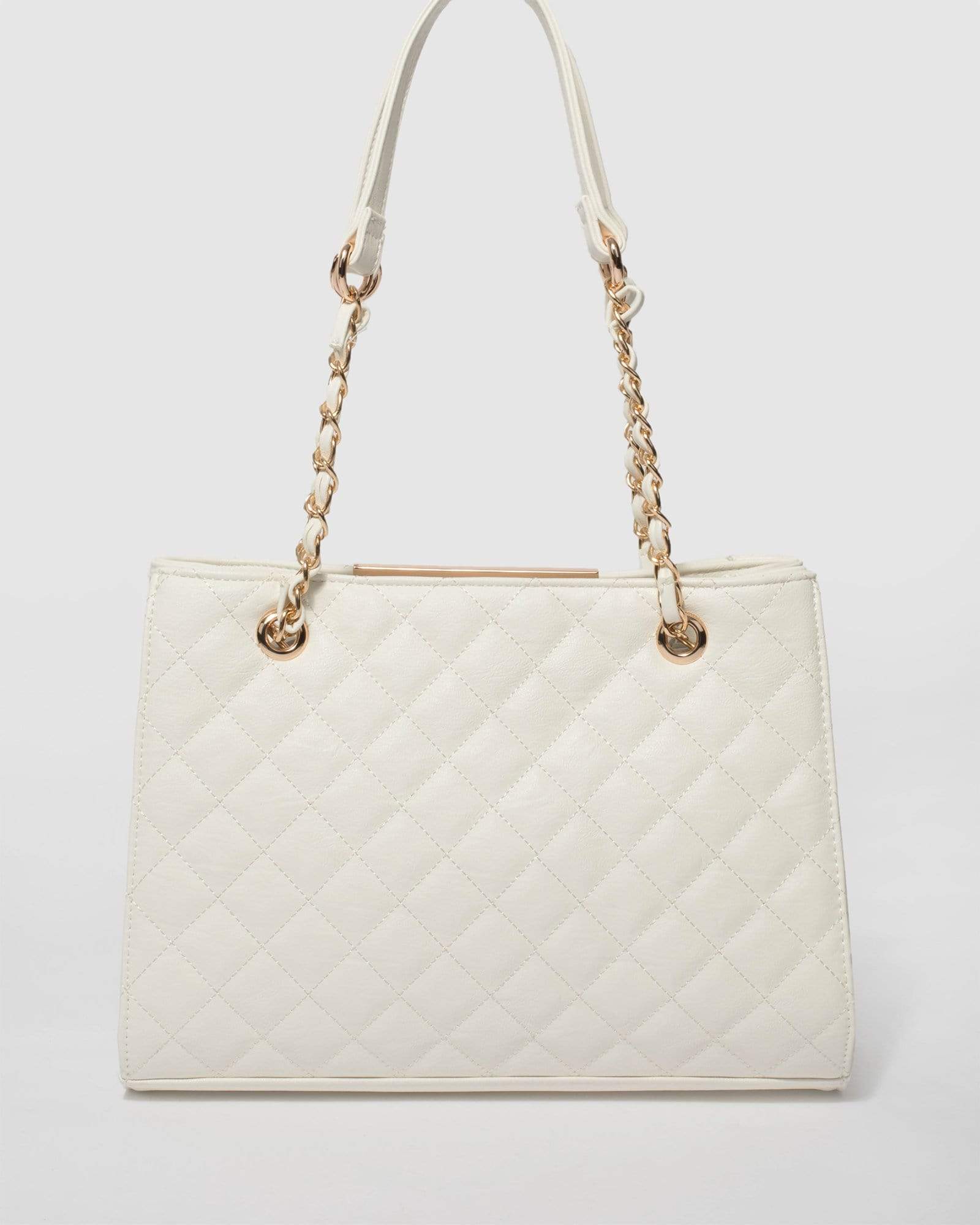 White quilted tote discount bag