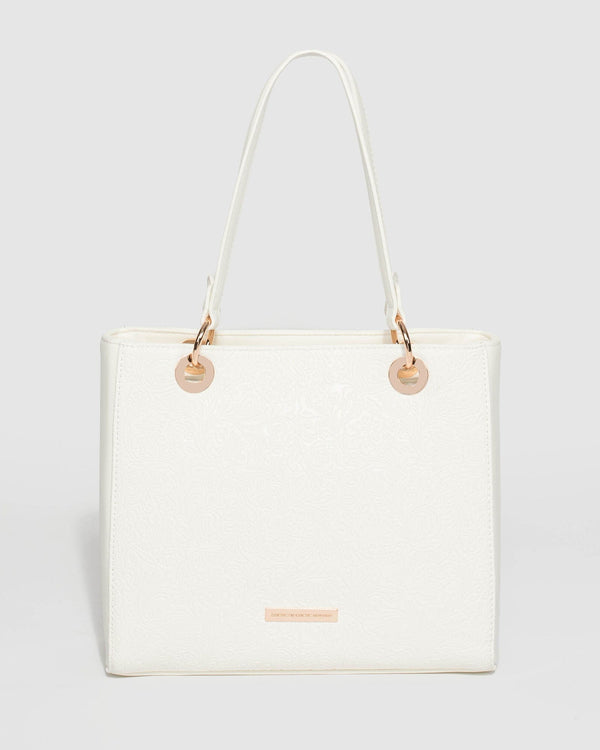 White Nirvana Embossed Mini Tote Bag | Tote Bags